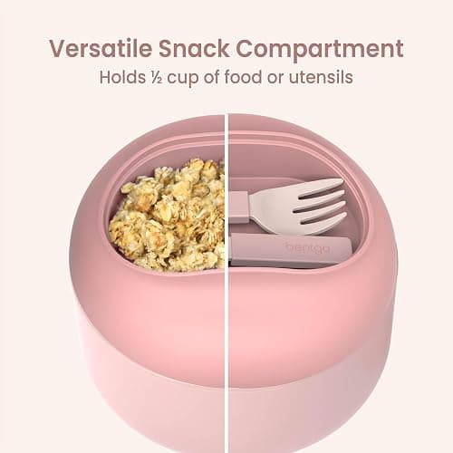 Bentgo Bowl - Insulated Leak-Resistant Bowl with Snack Compartment, Collapsible Utensils and Improved Easy-Grip Design for On-the-Go - Holds Soup, Rice, Cereal & More - BPA-Free, 21.2 oz (Blush) thumbnail 7