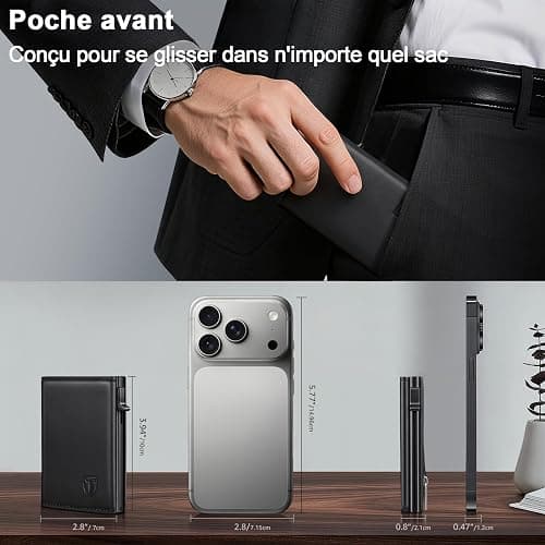 TENBST Portefeuille Homme en Cuir, Porte-Cartes avec Blocage RFID, 8 Porte Carte Crédit, Porte Carte Bancaire avec Compartiment à Billets et Poche à Monnaie - Boîte Cadeau thumbnail 3