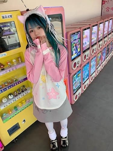 Crancious Y2k Stars Kawaii Shirt -Graphic Print Round Neck T Shirt Short Sleeve thumbnail 4
