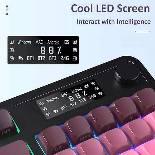 AULA S99 Pro Keyboard, Wireless Keyboards with Media Knob Custom RGB Backlit, 3-Modes BT/2.4G/USB-C Membrane Gaming Creamy Keyboard for Windows/MAC/PC Gamer - Black Pink thumbnail 4