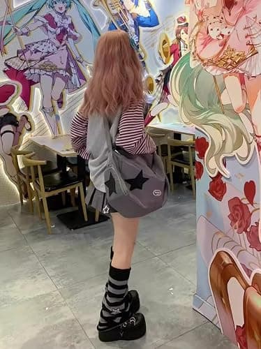 Dynict Y2k Cute Sweatshirts for Women Harajuku Kawaii Striped Sweatshirts Cartoon T-shirts thumbnail 3