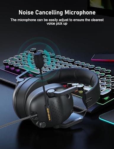 SENZER SG500 Surround Sound Pro Gaming Headset with Noise Cancelling Microphone - Soft Memory Foam Padding - Portable Foldable Headphones for PC, PS4, PS5, Xbox One, Switch - Black thumbnail 4