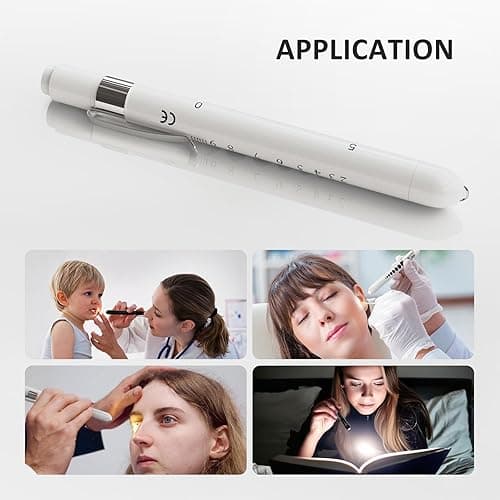 CAVN Pen Light with Pupil Gauge LED Penlight for Nurses Doctors, 2 Pcs Reusable Medical Penlight for Nursing Students (Black/White) - Black and White thumbnail 5