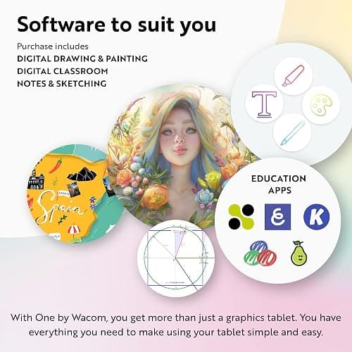 One by Wacom Drawing Tablet, Medium 10.9" x 7.4" Compact Graphics Tablet, Student Beginner Creative Pen Digital Drawing Pad for Chromebook, Mac, Windows thumbnail 7