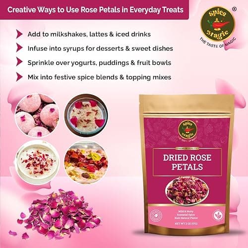Spice Magic Dried Rose Petals | 100% Natural & Edible Rose Petals I Perfect for Herbal Teas, Desserts, Cupcake Toppings, Crafts and Decoration | Net Wt 2oz (57g) thumbnail 6