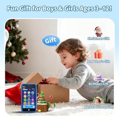MOMILLA Toys Kids Smart Phone, 3.97" Screen Dual Cameras w/ 21 Stickers, Birthday Gifts for Kids, 16GB Toddler Learning Cell Phone with Games, Boys Girls Toys for Age 3 4 5 6 7 8 9 Year Old thumbnail 8