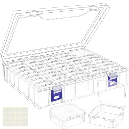 DILIBRA Bead Organizer Box, 46Pcs Small Bead Organizers and Storage Plastic Cases, Mini Clear Storage Containers Boxes with Hinged Lid for Diamond Painting Accessories Seed Jewelry Crafts - Image 1