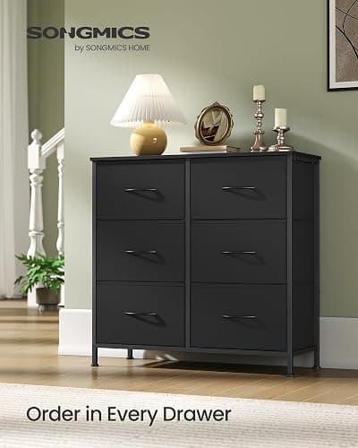 SONGMICS BELLAH Collection - Dresser for Bedroom, Chest of Drawers, Storage Organizer Unit, Closet, Entryway, Steel, 6 Drawers, Modern, Ink Black and Ebony Black ULGS123B01S thumbnail 3