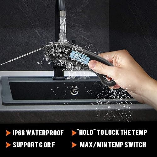 Meat Thermometer Digital, Instant Read Meat ThermometerI for Grill and Cooking, Waterproof Food Thermometer for Kitchen and Outside, BBQ, Turkey, Candy, Liquids, Beef thumbnail 6
