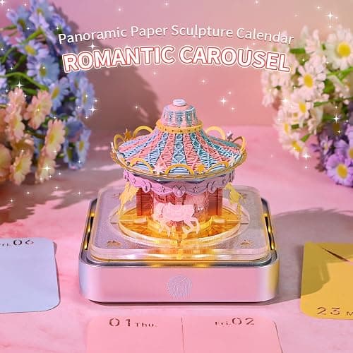 RSLIPIN 3D Memo Pad Time Piece Calendar 2026,3D Art Calendar 2026 Creative Paper Sculpture Carousel Rip Away Calendar Notes thumbnail 3