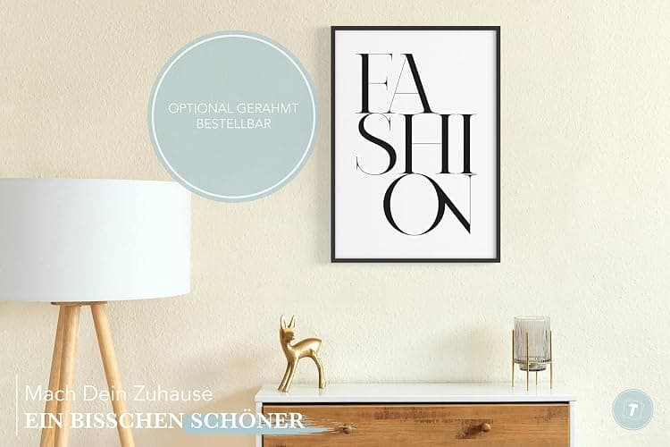 Papierschmiede® Typografie Poster, DIN A4 (21x30 cm), Wanddeko Wohnzimmer, Schlafzimmer, Küche, schwarz-weiß Bild mit Spruch OHNE Rahmen, Caps Fashion thumbnail 3