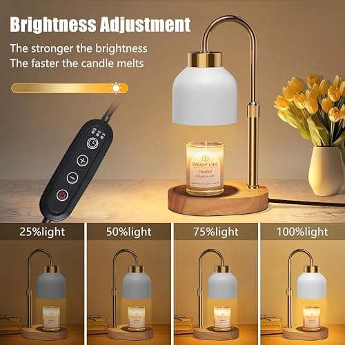 Candle Warmer Lamp with Dimmer Adjustable Height, 2/4/8H Timer,Vintage Home Decor for Scented Jar thumbnail 3