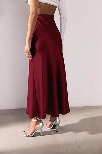 Women's Satin Maxi Skirt High Waisted Elastic Waistband Silk A-Line Casual Party Leopard Print Long Skirts for Women thumbnail 3
