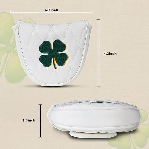 Golf Magnetic Putter Headcover, Four-Leaf Clover Putter Cover for Blade & Mallet, White thumbnail 3