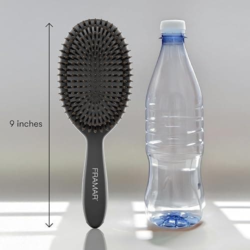 FRAMAR Soft Boar Bristle Hair Brush For Women – Boars Hair Brush For Women, Boar Brush For Fine Hair, Hairbrush For Fine Hair, Soft Bristle Brush For Slick Back, Volume and Shine - Black thumbnail 8