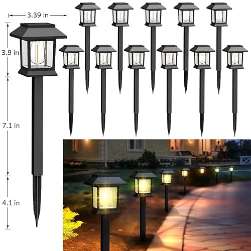 Greluna Solar Lights Outdoor,12 Pack 3000K Waterproof Auto On/Off Solar Pathway Lights for Your Garden, Landscape, Path, Yard, Patio, Driveway,Walkway Decor thumbnail 2