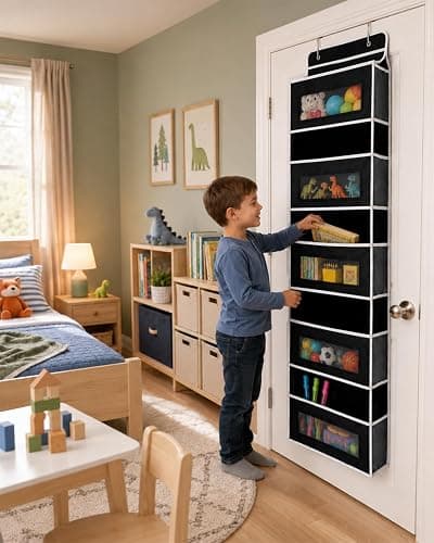 UFORU Over The Door Organizer Storage, 5 Tiers Large Capacity Door Hanging Organizer Shelf, 44lb Heavy-Duty Behind the Door Storage for Closet, Bathroom, Nursery, Bedroom, Shoes, Black thumbnail 2