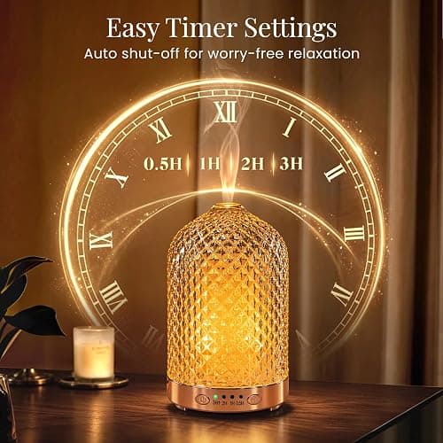 Antrovelle Essential Oil Diffuser for Home, Glass 120 ml | 7 Color Lights, Quiet Aromatherapy Diffuser, Auto Shut-Off & Timer for Bedroom Office, Gifts for Women - Dimond Glass thumbnail 6