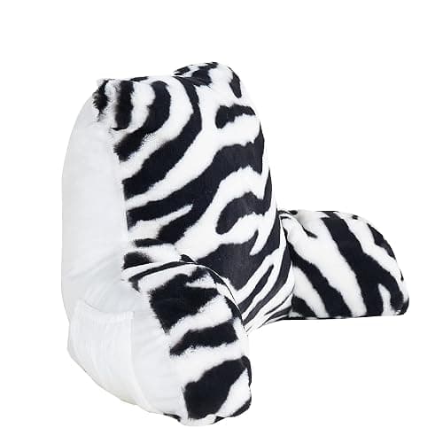 BYTIDE Animal Printed Assembly Needed Backrest Reading Bed Rest Pillow with Arms and Pockets for Sitting in Bed Couch Sofa, Removable Cover and Filling Seprated Set, 20" x 18" x 17", Zebra thumbnail 7