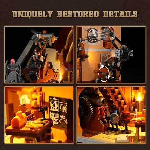 Lumibricks Steampunk Flying Club Lighting Building-Bricks Set - 1871 Pcs Modular Building Blocks Display Collectible Set for Adults thumbnail 5