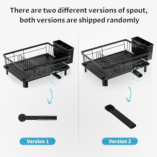 GAOKASE Dish Drying Rack, Stainless Steel Space-Saving Dish Rack, Dish Racks for Kitchen Counter, Kitchen Dish Drainers with Removable Utensil Holder,New Drain Outlet,Plate Rack and Drainboard, Black thumbnail 8