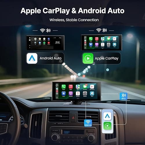 WonVon Wireless Car Play Screen, 10.26'' Monitor with Apple Carplay & Android Auto, 4K Dash Cam 64G, 1080P Backup Camera, Portable Smart Touch Tablet Stereo Multimedia Dashboard, Bluetooth/FM/GPS/AUX thumbnail 3