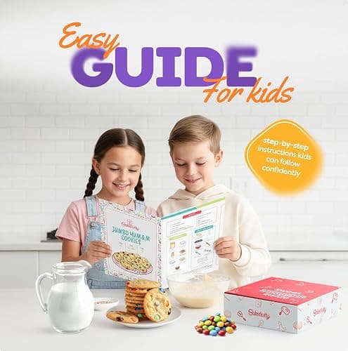 Baketivity Yum&M Jumbo Cookies Kids Baking Kit | DIY Activity with Pre-Measured Ingredients, Real Fun Little Junior Chef Essential Kitchen Lessons and Easy to Follow Recipe thumbnail 5