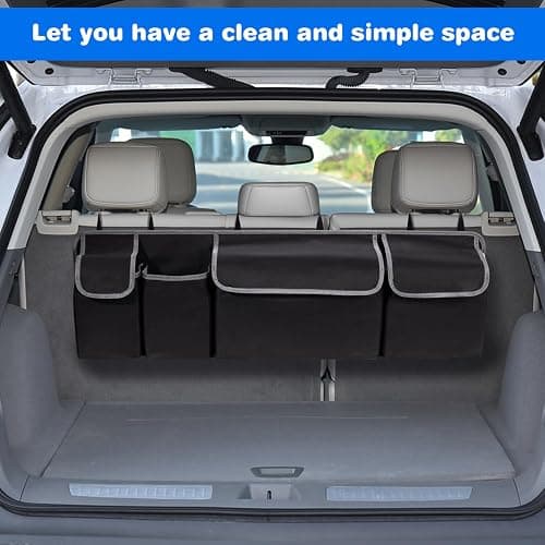 mossgreg Car Trunk Organizer and Storage,Collapsible Cargo Storage Bag with 4 Pockets,Car Accessories for Men and Women,Backseat Hanging Organizer for SUV,Truck,MPV(Extended Edition 102CM) thumbnail 7