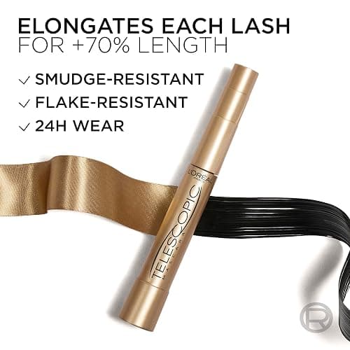 L’Oréal Paris Telescopic Mascara, Eyelash Lengthening Mascara, Unique Non-Clumping Formula, Delivers Intense Length, For Sensitive Eyes, Blackest Black, 8 ml thumbnail 7
