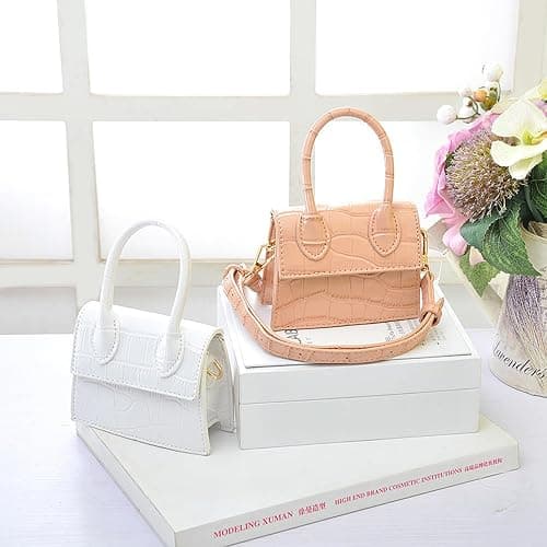 Wshads Mini-Tragetasche für Damen, Umhängetasche aus PU-Leder, abnehmbarer/verstellbarer Schultergurt, Clutch mit Krokodilmuster, kleine Größe thumbnail 3