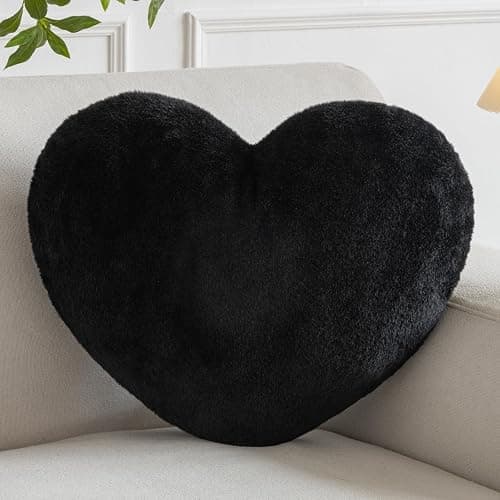 Xiashrk Heart Pillow, Heart Shaped Pillow for Bed Couch, Soft Decorative Heart Throw Pillow, Cute Decorate Pillows, Heart Pillows for Bedroom Living Room (Black, Medium 15.7"x11.8") - Image 1