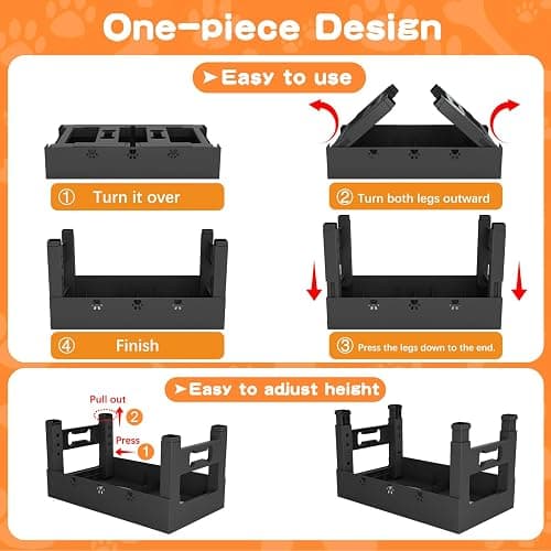 LAKIPETN Elevated Dog Bowls with 2 Stainless Steel Bowls, Raised Dog Food Bowl Stand 5 Height Adjustable (3.1", 9", 10", 11", 12") Non-Slip Feeder Station Set for Medium and Large Dogs - Black thumbnail 6