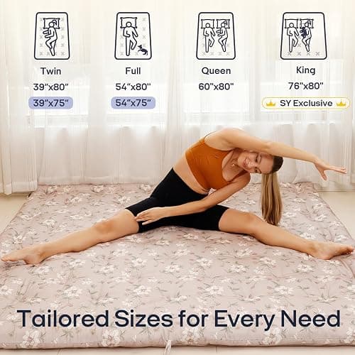 Syrinx Water Resistant Japanese Futon Mattress, Twin Size 75"x39", 2.5 Inch Thick Japanese Floor Mattress Tatami Mat, Foldable Floor Bed Sleeping Pad for Dormitory Guest Room Camping thumbnail 5