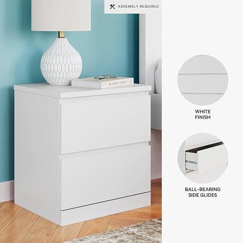 Signature Design by Ashley Onita Contemporary 2 Drawer Nightstand, 21.75" Tall, White thumbnail 4