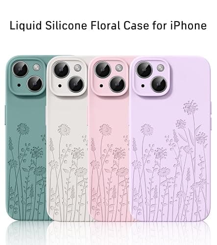 for iPhone 15 Phone Case for Women Compatible with Magsafe, Hard Liquid Silicone Cute Pink Spring Floral Design Shock Proof Heavy-Duty Protection for Women Girls thumbnail 6
