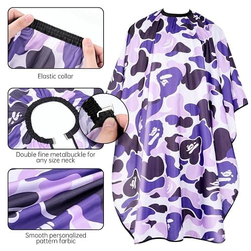 FaHaner Professional Hair Cutting Cape Waterproof Barber Cape for Men Polyester Hair Styling Cape with Elastic Neckline thumbnail 2