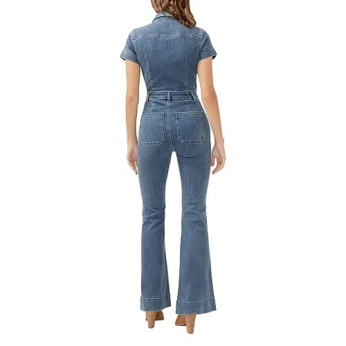 Silver Jeans Co. womens 70s Flare Leg Denim Jumpsuit thumbnail 3