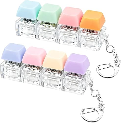 2 PCS Keyboard Fidget Toy, Keyboard Fidget Keychain 4-in-1 Keyboard Decompression Button Finger Clicker Toys, Button Stress Relief Fidget Gifts to Relief Stress (Purple Blue Pink Orange) - Image 1
