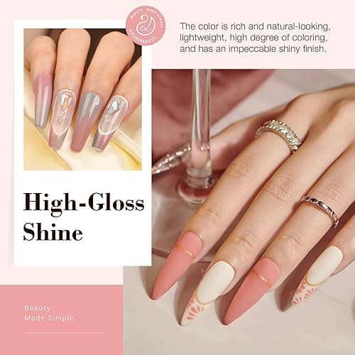 AZUREBEAUTY 31 Pcs Dip Powder Nail Kit 20 Colors Glitter Nude Brown Pink White Gray Dip Powder Liquid Set with Top/Base Coat Activator for French Nails Art Manicure DIY Salon Women Valentine's Gift - Apricot Glitter Nude Pink thumbnail 3