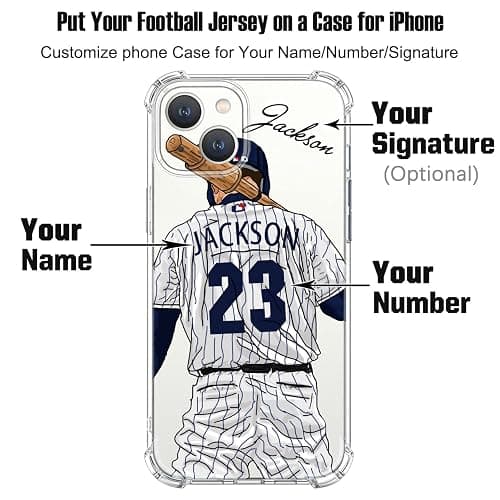 VNGDA Custom Name & Number Crystal Clear Baseball Case for iPhone 17 Air 16 15 Pro Max 14 13 Mini 12 11 Xs Xr SE3 8 7 6 Plus，with 4 Shockproof Corners Customized Transparent Case(New York A) thumbnail 2