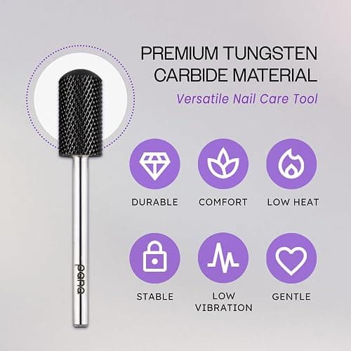PANA 3/32" Large Smooth Round Top Safety Carbide Nail Drill Bit for Gel Polish & Acrylic Removal Nail Salon Manicure Pedicure Electric File Tools (Large Barrel - DLC Black, Medium) thumbnail 4