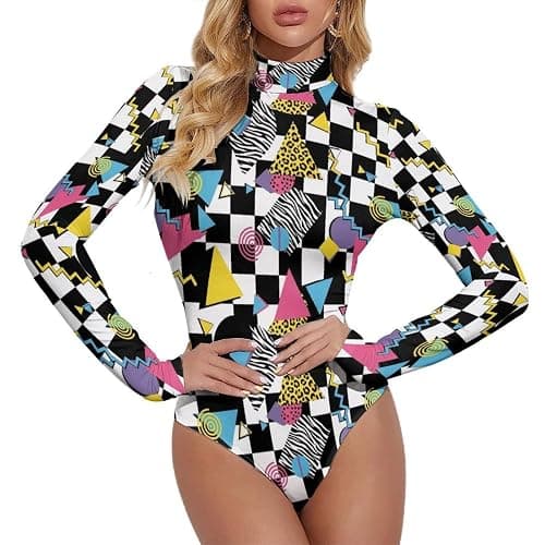 PUYWTIY Women’s Body Suits Tops, Slim Mock Turtle Neck Bodysuit Stretchy Basic Tops Fashion Long Sleeve Jumpsuit - Image 1