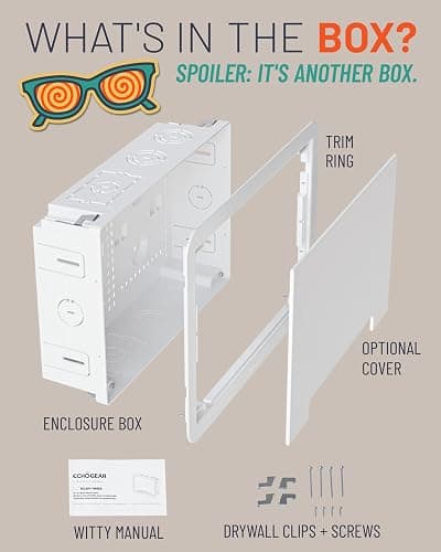 ECHOGEAR 9" in-Wall TV Media Box - Recessed TV Outlet & Network Enclosure - Works with Roku, Apple TV, Fire TV Stick, & Samsung One Connect Mini - WiFi Friendly Cable Management Kit thumbnail 9