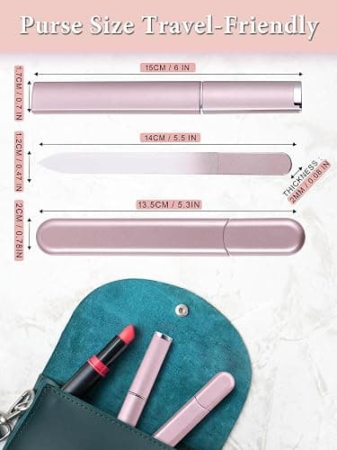 Glass Nail File and Buffer with Case, Crystal Fingernail Files for Natural Nails Nano Nail Shiner Polisher Care Kit for Travel Salon Stocking Stuffers for Women Girl Wife Gifts-Rose Gold thumbnail 7