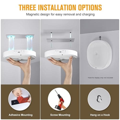 RIRIBEN Rechargeable Motion Sensor Ceiling Light Indoor, 10000mAh Battery Operated Closet Light with Remote Control, Magnetic Mount Shower Light for Bathroom/Pantry/Garage thumbnail 6