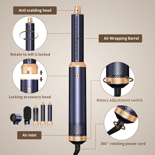 5 in 1 Hair Dryer Brush, Negative Ion Air Styler Wrap Hair Styler Upgrade Blow Dryer Brush Air Curler for Hair, Blowout Brush Set As A Gift for Straight/Curl/Drying/Smoothing thumbnail 8
