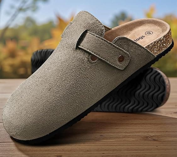 KEMISANT Women Clogs Mules Sandals Slippers Fleece Lined Upper Unisex,Memory Foam Cushioned Cork-Footbed thumbnail 3