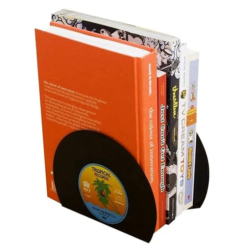 VinBee Bookends for Vinyl Records,Book Ends for Heavy Books,Book end,Retro Vinyl Record Bookend-Classic CD Shape Decorative Music Theme Bookends- 1 Pair - Image 1