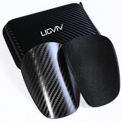 LIGVIV Mini Soccer Shin Guards - Carbon Fiber Shin Pads with Portable Carrying Case for Men, Women, Youths - Image 1