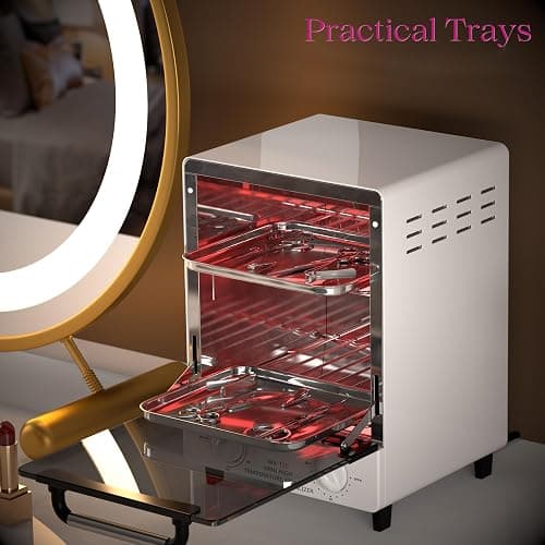 Sterilizer for Nail Tools, 12L Multifunctional High Temperature Cleaning Dry Box Stainless Steel with Temp Control, Timer, 2 Stainless Trays, Tweezer Sterilizer, Nail Salon Equipment, 110V 1000W thumbnail 4